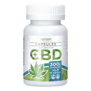 Euphoria CBD Capsules 300 mg – 300 mg of CBD + full spectrum Cannabinoids