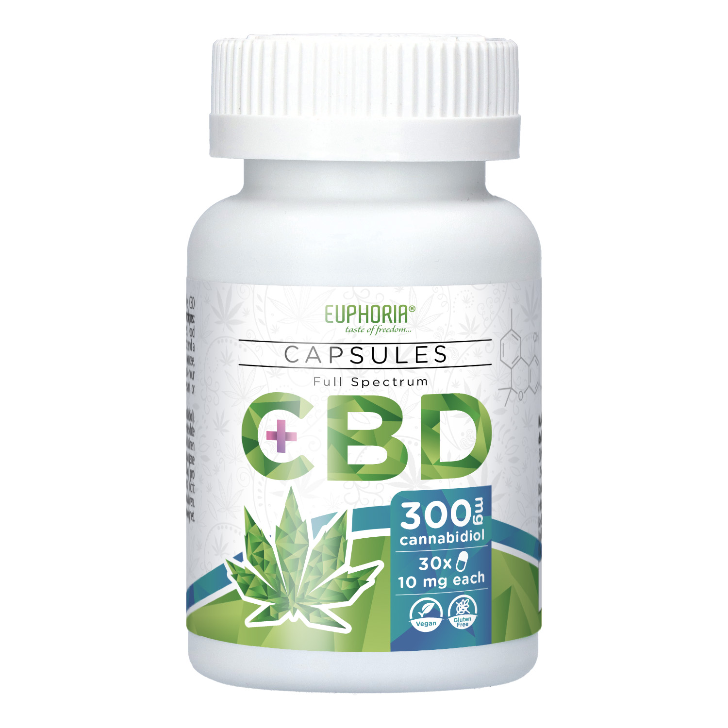 Euphoria CBD Capsules 300 mg – 300 mg of CBD + full spectrum Cannabinoids